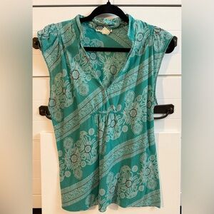 Blue Planet Boho Floral Teal Women's Top